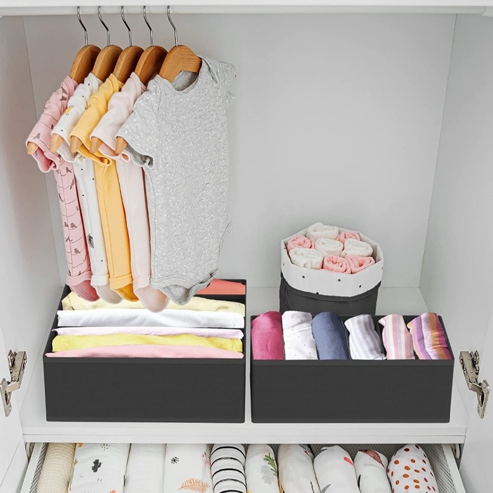 Set of 4 Fabric Drawer Organizers (Foldable) For Underwear and Bras